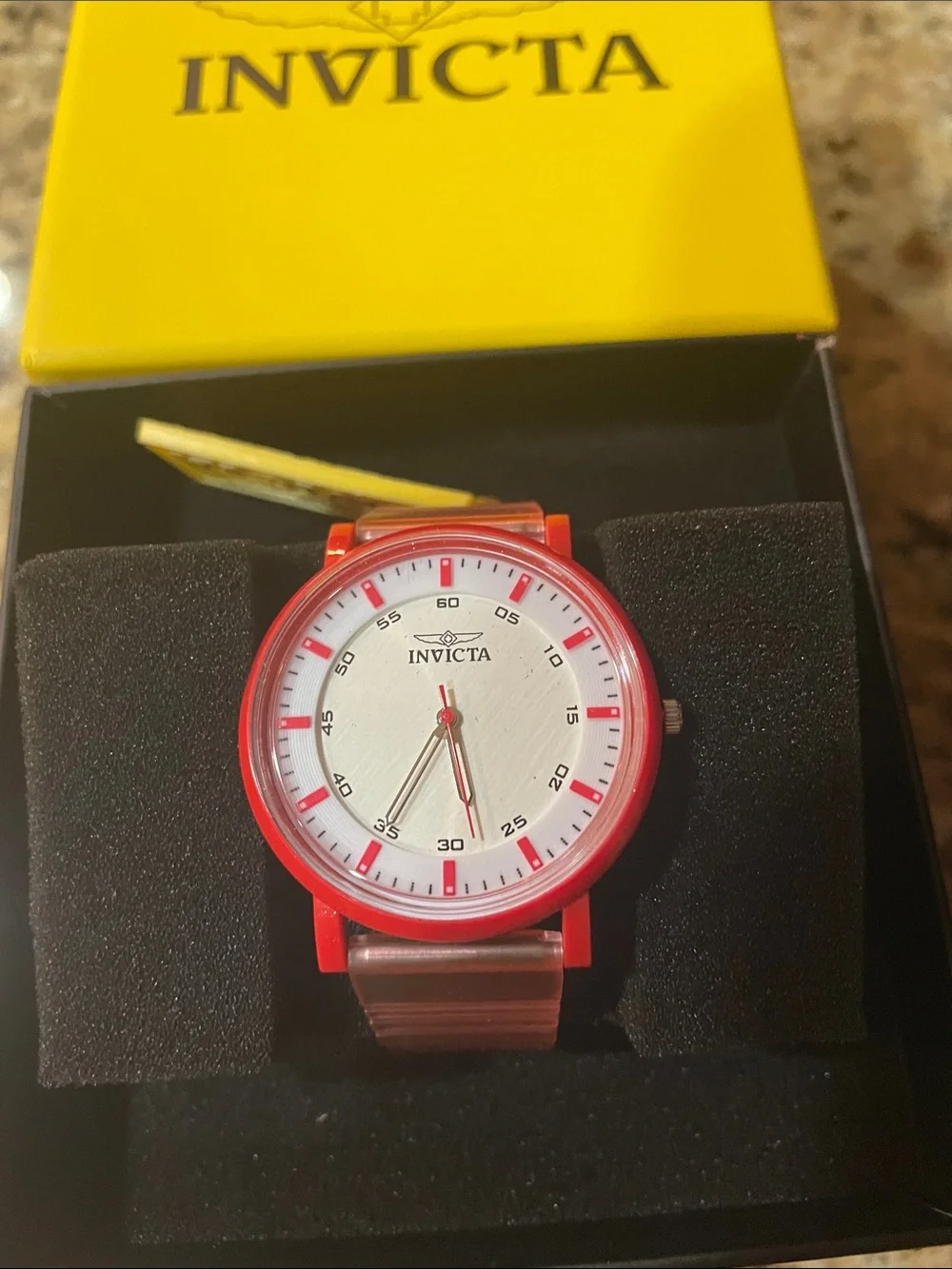 Invicta Angel White Dial with a Red Transparent Strap